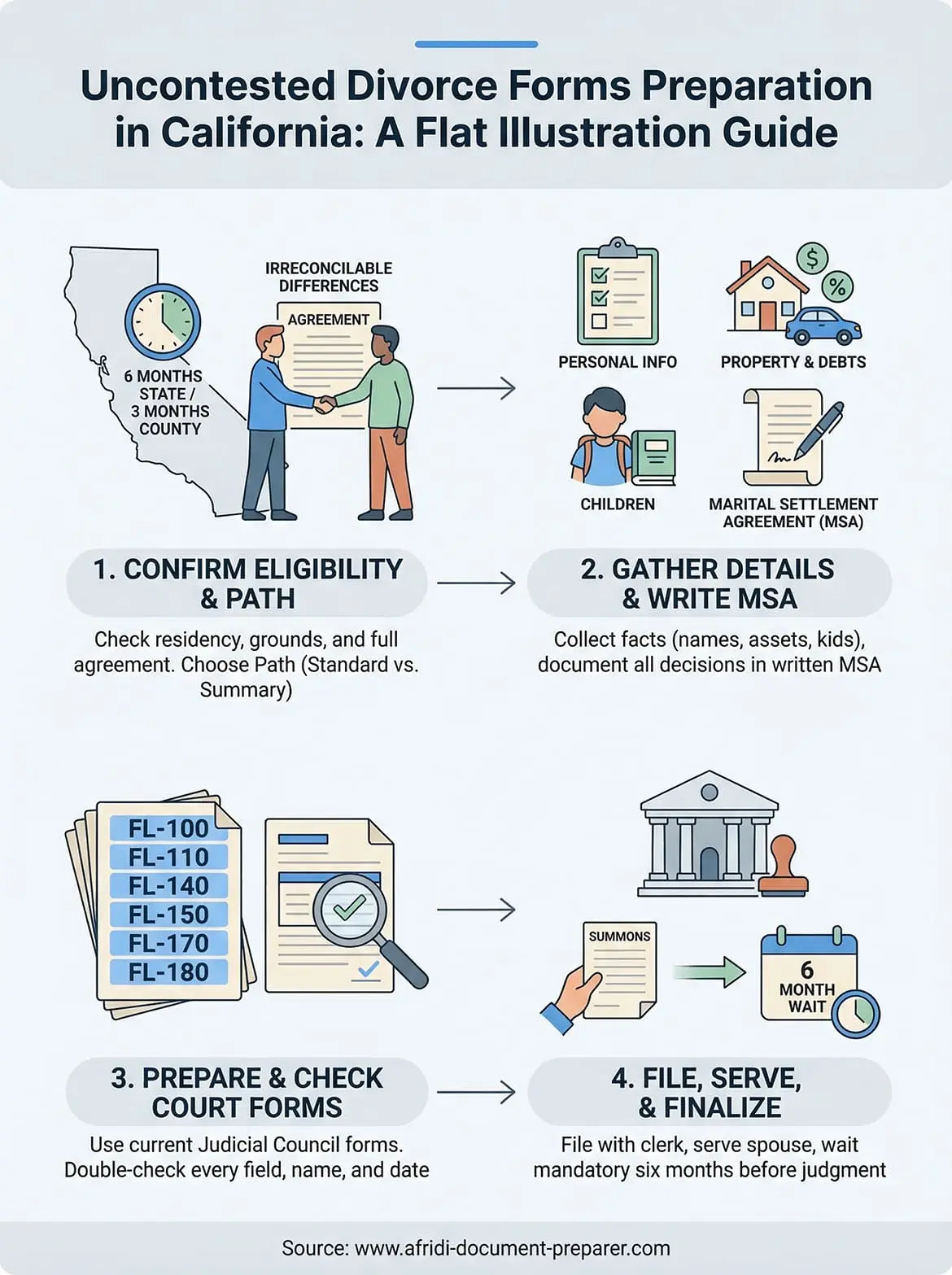 uncontested divorce forms preparation infographic